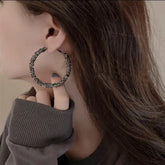 Black Rhinestone Geometric Hoop Earrings - Elegant Jewelry Gift